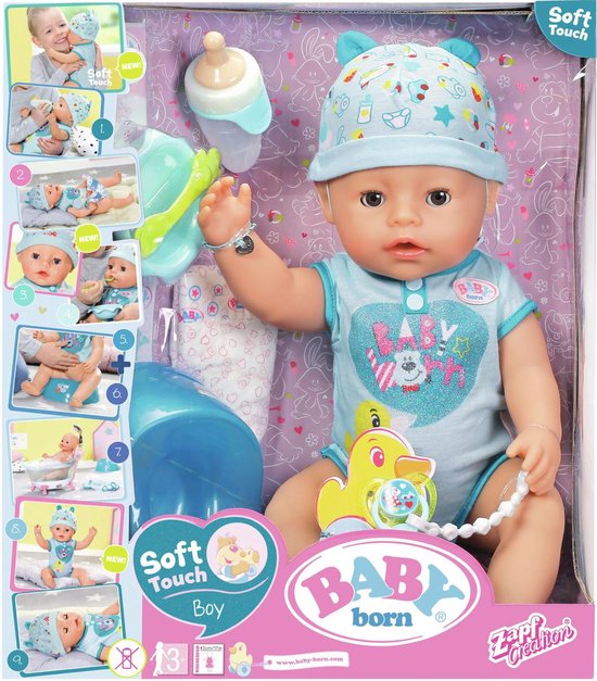 programma basketbal Maar BABY born® Soft Touch Jongen – Interactieve babypop – 43cm – De Speelgoedhal